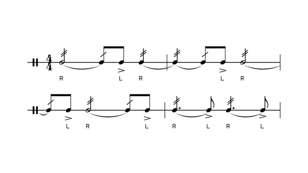 Eleven-Stroke Roll drum rudiment notation